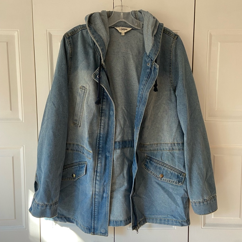 Ci Sono Light Blue Denim Hooded Jean Jacket